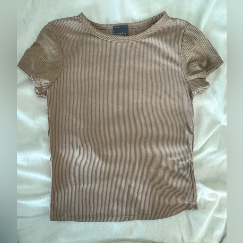 Olivia Rae Beige Ribbed Top - Picture 2 of 7